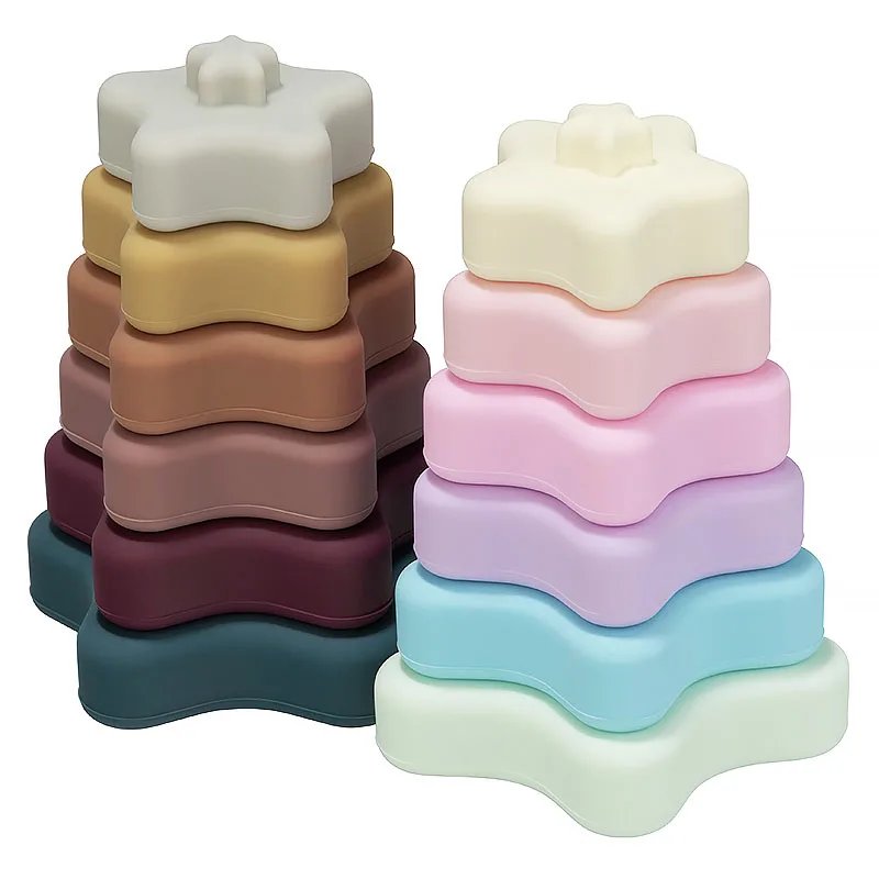 Baby's 2 in 1 Teether and Building Blocks Toy