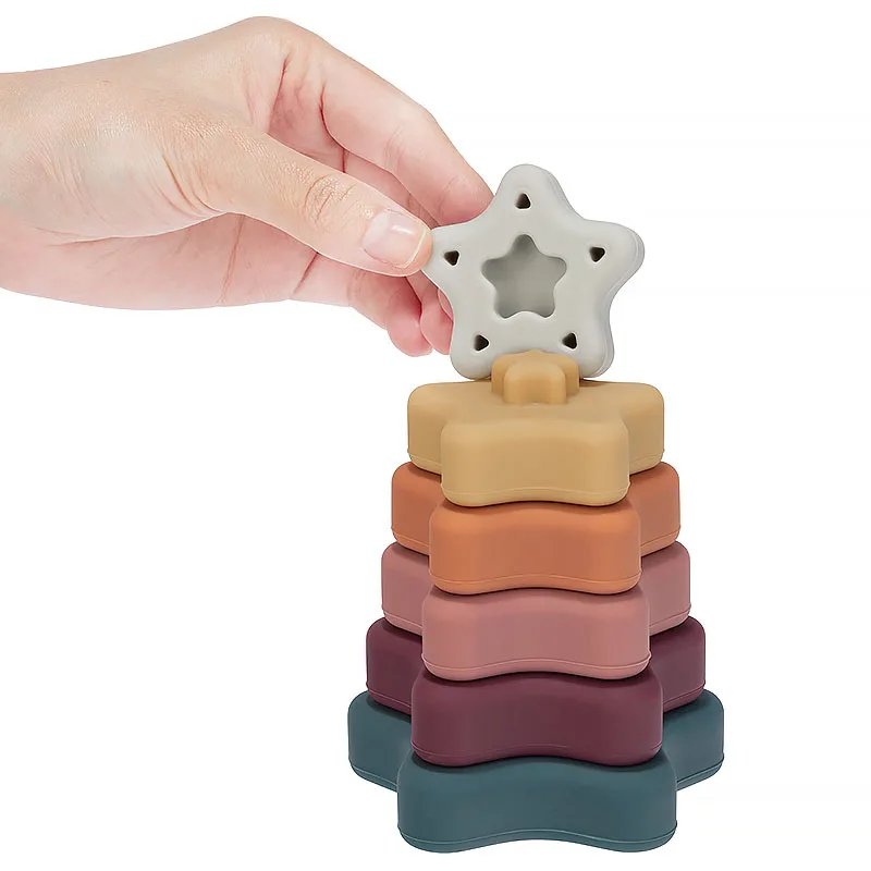 Baby's 2 in 1 Teether and Building Blocks Toy