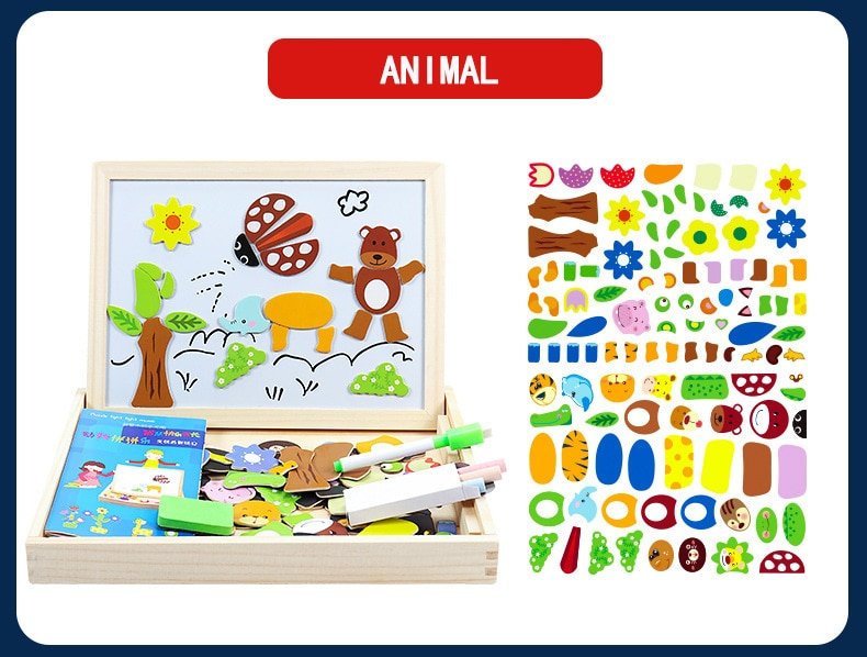 Wooden Magnetic Drawing Board Puzzle