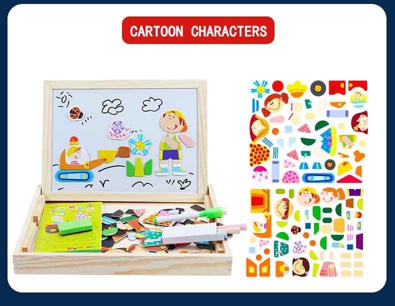 Wooden Magnetic Drawing Board Puzzle