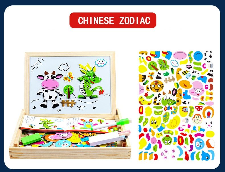 Wooden Magnetic Drawing Board Puzzle