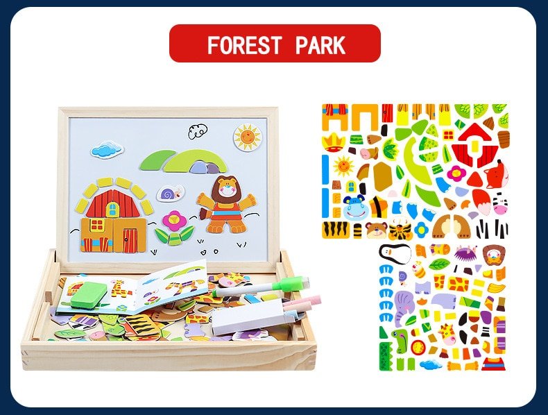 Wooden Magnetic Drawing Board Puzzle