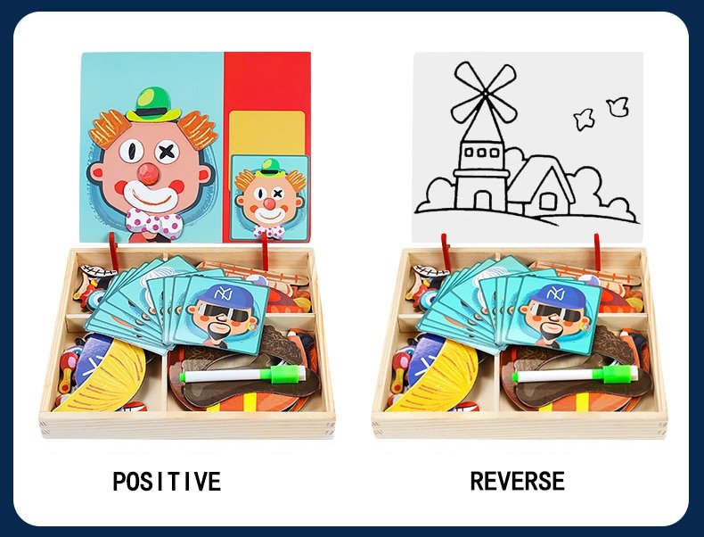 Wooden Magnetic Drawing Board Puzzle